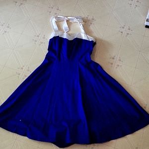 Royal blue/white dress with corset ties in the back